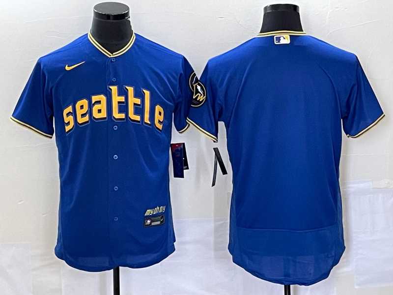 Men%27s Seattle Mariners Blank Blue 2023 City Connect Flex Base Stitched Jersey